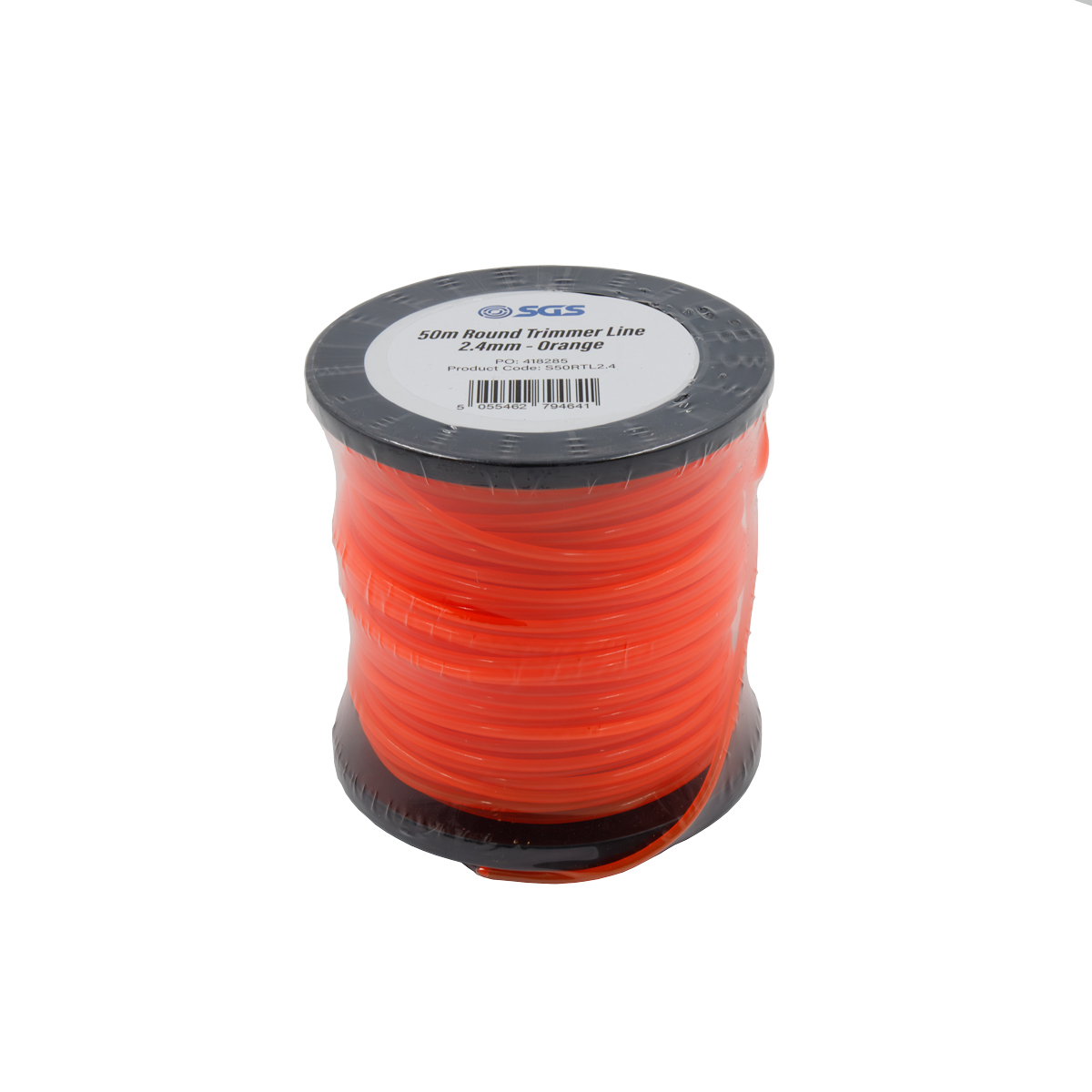 SGS 50m Round Trimmer Line - 2.4mm - Orange